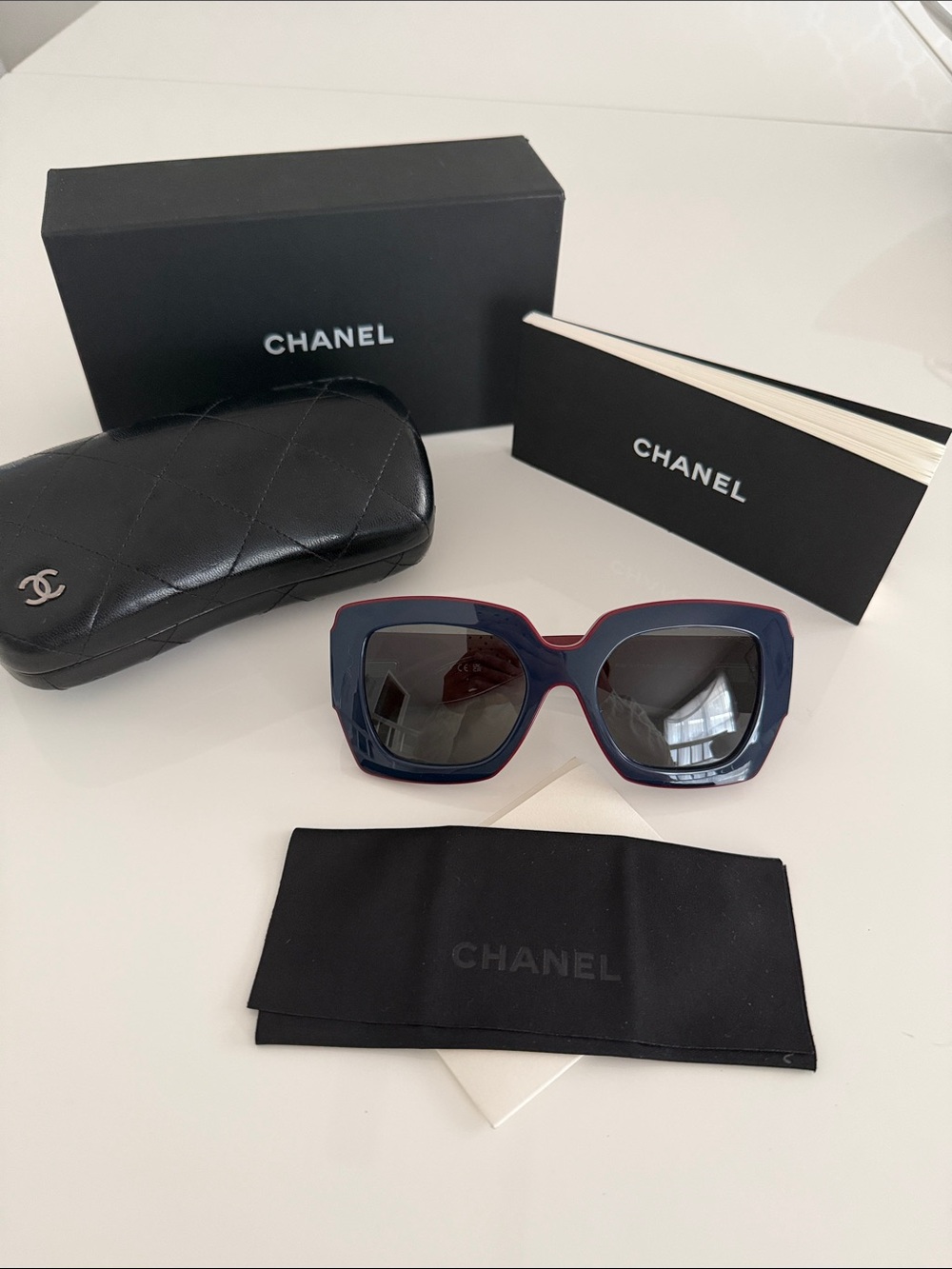 CHANEL Women's Blue & Red Oversized Sunglasses